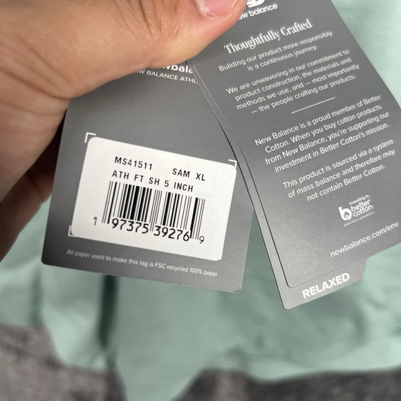 New Balance 5" French Terry Shorts Size XL Mens Salt March Teal Green $65 - Picture 2 of 9